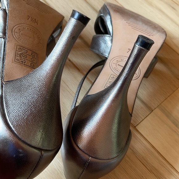 A. Marinelli Pewter Silver Strappy Heels Sz 7.5 - Picture 11 of 14